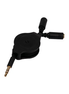 Buy Retractable Male To Female Aux Splitter Cable Black in UAE