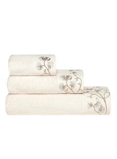 Buy Set Of 3 Celeste Towels Ecru 40x60centimeter in UAE