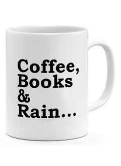 Buy Coffee Books & Rain - Coffee Mug White in UAE