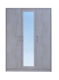 Buy 3-Door Athenas Wardrobe With Mirror White Wash/Maple in Saudi Arabia