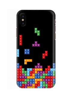 Buy Polycarbonate Slim Snap Case Cover Matte Finish For Apple iPhone X Tetris Black in UAE