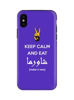 Buy Polycarbonate Dual Layer Tough Case Cover Matte Finish For Apple iPhone X Keep Calm And Eat Shawarma in UAE