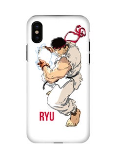 Buy Polycarbonate Dual Layer Tough Case Cover Matte Finish For Apple iPhone X Street Fighter Ryu White in UAE