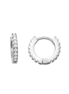 Buy White Gold Plated Small Hoop Earring with Cubic Zircon Stones in UAE
