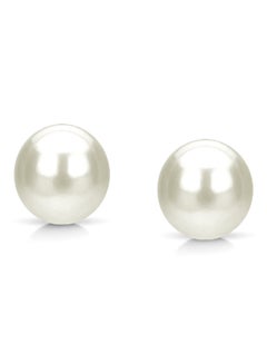 Buy 14K Solid Gold 7-7.5mm White AAA Freshwater Pearl Stud Earrings in UAE