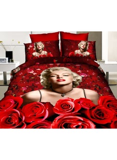 Buy 6-Piece Quilt Cover Set Cotton Red in UAE
