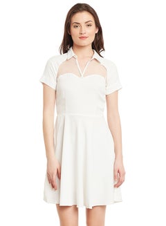 Buy Short Sleeve Casual Dress Off white in UAE