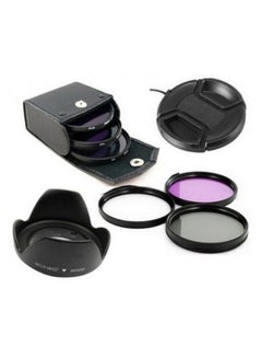 Buy 7-Piece Professional Lens Hood With Pouch For Nikon DSLR Camera Set Black in Saudi Arabia