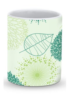 Buy Premium Single Leaf Designer Mug Green/White in UAE