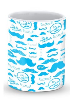 Buy Premium Le Moustache Designer Mug White/Blue in UAE