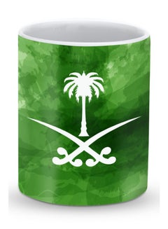 Buy Premium Saudi Emblem Designer Mug Green/White 325ml in UAE