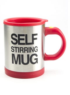 Buy Self Stirring Mug Red/Silver 400ml in UAE