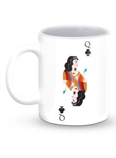 Buy Premium Queen Of Clubs Designer Mug White/Black in UAE