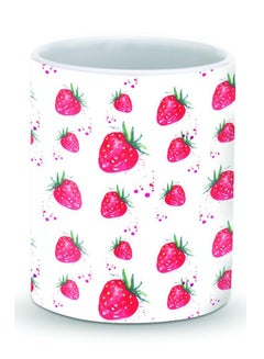 Buy Premium Dripping Strawberries Designer Mug White/Pink in UAE