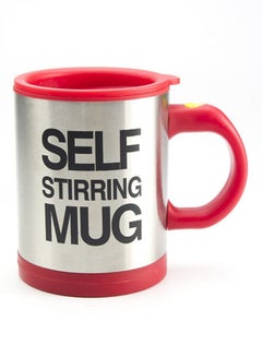 Buy Self Stirring Mug Red/Silver 400ml in UAE