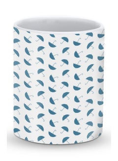 Buy Premium Falling Umbrellas Designer Mug White/Blue in UAE