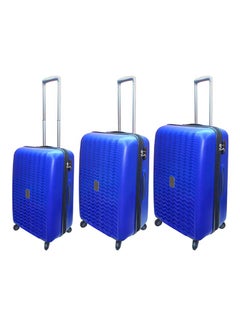 Buy Unbreakable Hardside 3 Piece Luggage Trolley Set Blue in Saudi Arabia