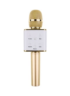 Buy Q7 Wireless Karaoke Microphone With USB Port White/Gold in Saudi Arabia