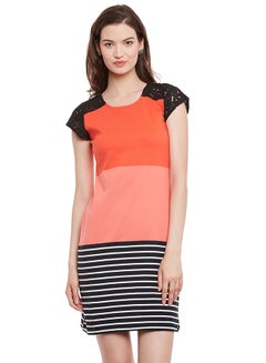 Buy Cap Sleeve Block Print Short Dress Multicolour in UAE