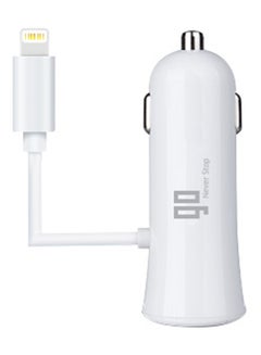 Buy Lightning Car Charger 3.4 Ampere With Extra USB White in UAE
