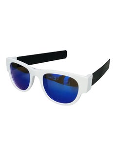 Buy Folding Sunglasses, UV400 Protection, Trendy Design for Men & Women, Ultralight & Easy to Carry Foldable Sunglasses, Wrist Slapping Sunglasses that never fall off, White Frame, Black Slap, Blue Lens in UAE