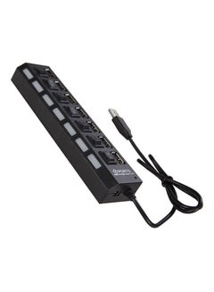 Buy 7-Port USB 2.0 Hub With Individual Power Switch And LED Indicator Black in UAE