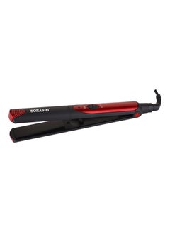 Buy Hair Straightener With Ceramic Coated Plates, Max Temperature Upto 200 Degree, PTC Heating, 360 Degree Swivel Cord, Fast Heat Up And Long Lasting, Lock Function Black/Red 400grams in Saudi Arabia