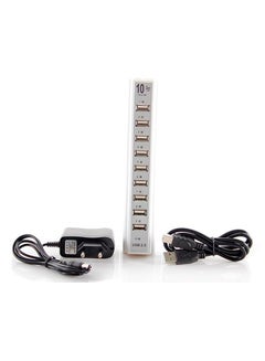 Buy 10-Port USB 2.0 Hub White in UAE