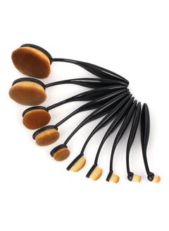 Buy 10-Piece Professional Makeup Brush Set Black/Brown in Saudi Arabia