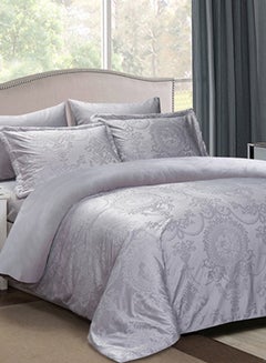 Buy 6-Piece Comforter Set Velvet Grey King in UAE