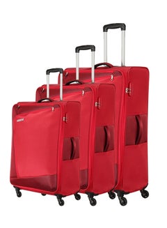 Buy Vienna Softside 3 Piece Luggage Trolley Set Red in Saudi Arabia