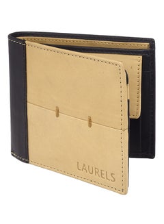 Buy Bloke Leather Bi-Fold Wallet Beige/Black in UAE