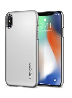 Buy Polycarbonate Thin Fit Case Cover For Apple iPhone X Satin Silver in Saudi Arabia