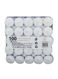 Buy 100-Piece Unscented Tea Light Candle Set White 19.5X18.5X6centimeter in Saudi Arabia