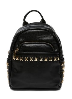 Buy Faux Leather Fashion Backpack Black in Saudi Arabia