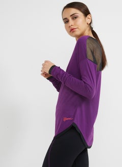 Buy Long Sleeve Top With Mesh Back Purple in UAE