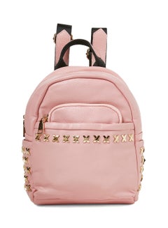 Buy Faux Leather Backpack Pink in Saudi Arabia
