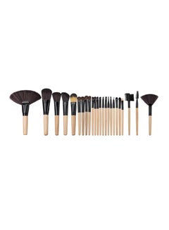 Buy 24-Piece Professional Makeup Brush Set With Leather Bag Multicolour in Saudi Arabia