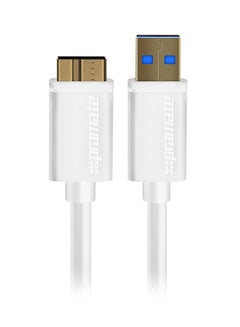 اشتري كابل USB Type-A إلى Micro-B 3.0 من النحاس مغطى بمادة PVC فليكس شيلد للأقراص الصلبة الخارجية أبيض في مصر