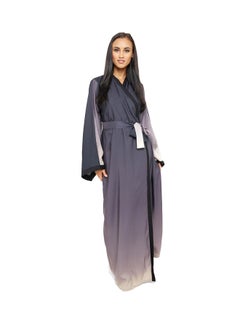 اشتري Wrap Style Dual Tone Abaya With Belt رمادي في الامارات