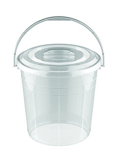 اشتري دلو من البلاستيك دائري الشكل سعة 15 لتر مزود بمقبض فولاذي شفاف في السعودية