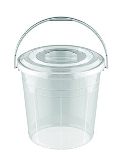 اشتري 20-Liter Round Plastic Bucket With Lid And Handle Transparent في السعودية