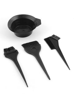 Buy 4-Piece Hair Dye Set With Hair Color Brush & Mixing Bowl Black in Saudi Arabia