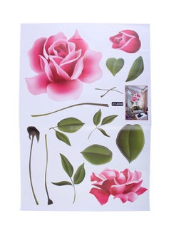 Buy Rose Flower Removable Art Decoration Wall Stickers Pink in UAE