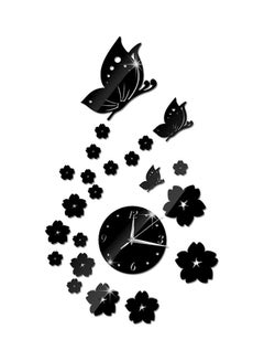 Buy 3D Butterfly Pattern Wall Clock Stickers Black in UAE