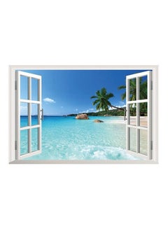 Buy Removable Beach Resort 3D Window View Wall Sticker Multicolour 31x24inch in Saudi Arabia
