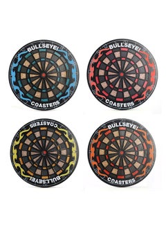 Buy 4-Piece Round Bullseye Coaster Set Multicolour in UAE