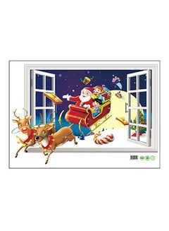 Buy Santa Claus Reindeer Christmas Wall Sticker Multicolour in UAE