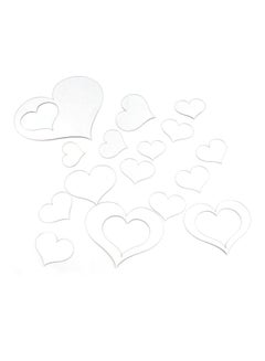 Buy 16-Piece Romantic Love Hearts Wall Sticker Set White in UAE