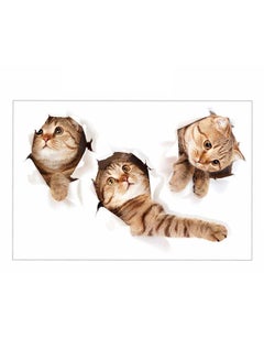 Buy 3D Cat Animal Wall Sticker Multicolour in UAE